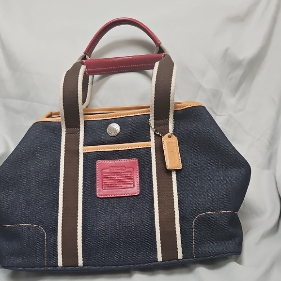 Handbags - Vintage Coach Hampton Denim and Leather Tote